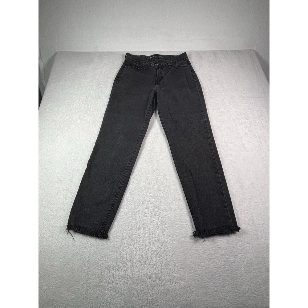 Old Navy High Rise OG Straight Womens Size 6 Black Denim Jeans Raw Hem
